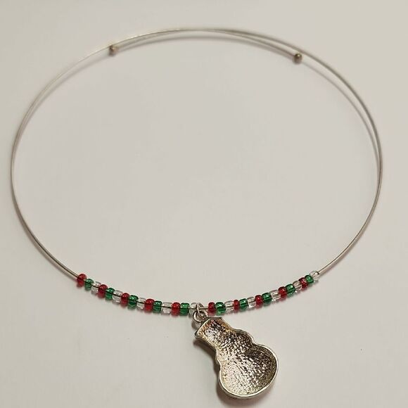 Festive Snowman Beaded Pendant Necklace - Picture 3 of 3